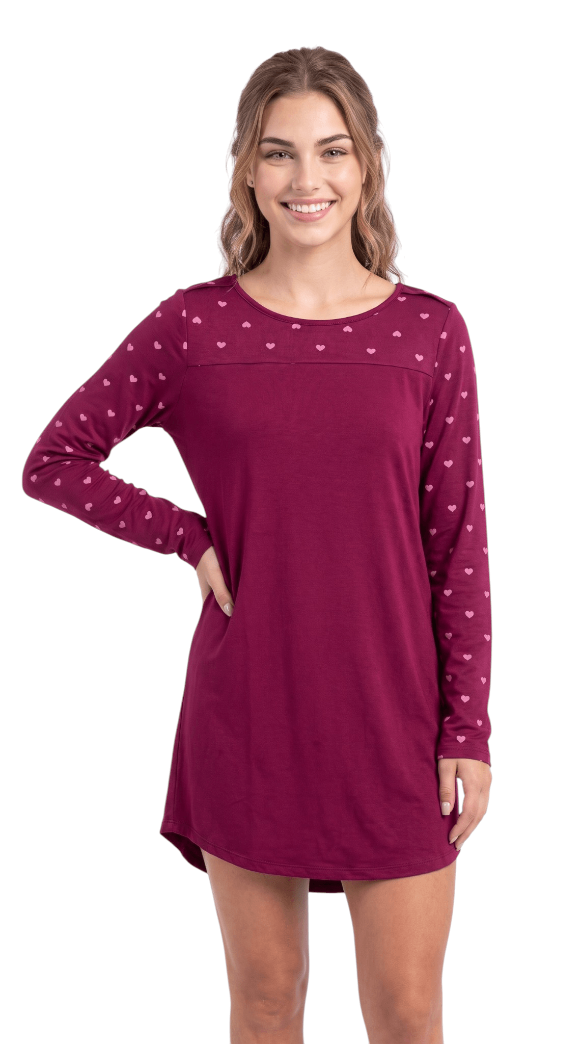Suede Estampado Camisola Feminina Manga Longa Juliana Conforto para Dormir
